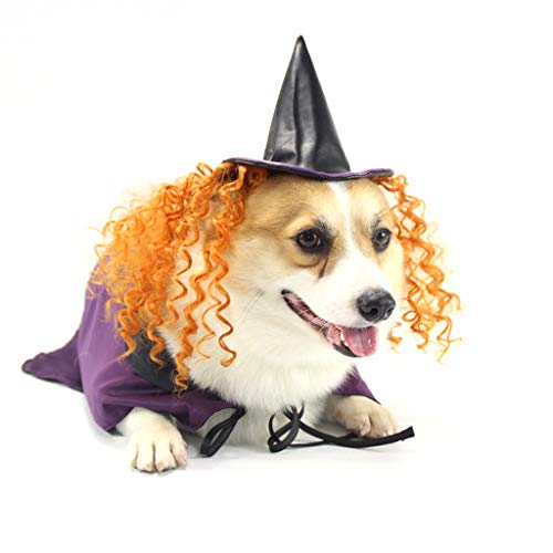 Zeraty Disfraz de Halloween para Mascotas Traje de Bruja Ropa de Fiesta para Perros Cosplay navideño para Perros y Gatos pequeños a Grandes