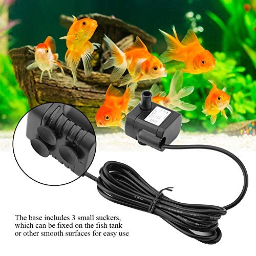 Zerodis Bomba de Agua de Acuario sin escobillas DC 5V Mini USB Bomba de circulación de Agua de Fuente de Tanque de Peces Sumergible eléctrica con 3 ventosas