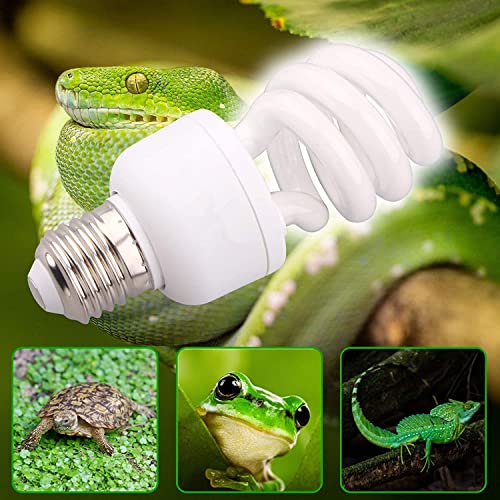 Zerodis Bombilla de calefacción para reptiles, UVB 5.0-10.0 Compact Sun Simulating Bulb Lamp para reptiles Snake Lizard, insecto, tortuga y anfibio, uso 220-240V (13W)