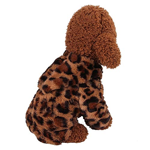 ZEZKT Mascota Perro Invierno Felpa Abrigo con Capucha Gato suéter Chaqueta con Capucha y Estampado de Leopardo Abrigo cálido y cómodo 217