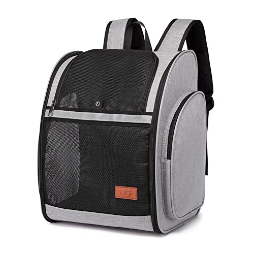 ZFSOCK Mochila Transportín Gato Perro: Mascotas Perros Pequeños Gatos Grande 10 KG Bolsa para Transportar Transpirable Plegable con Correa de Seguridad Interior para Senderismo y Viajar - Gris