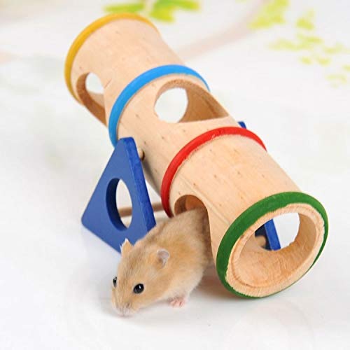 ZHANGQUAN QYPT Petstages Juguetes for Mascotas Suministros Hamster Rainbow Mascota de Juguete de Madera Tubo de verrugas