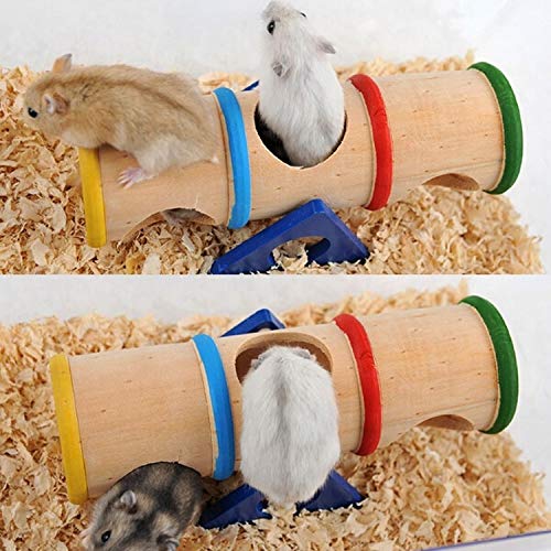 ZHANGQUAN QYPT Petstages Juguetes for Mascotas Suministros Hamster Rainbow Mascota de Juguete de Madera Tubo de verrugas