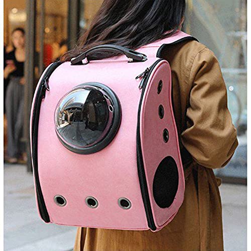 ZHANGXJ Mochila Portátil para Cápsula Bolsa de Transporte de Burbujas Transparente Mochila para Mascotas Mochila Gato Ideal ​para Viajes,Uso al Aire Libre Tren Trekking Bici Moto (Color : Pink)