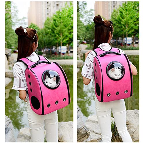 ZHANGXJ Mochila Portátil para Cápsula Bolsa de Transporte de Burbujas Transparente Mochila para Mascotas Mochila Gato Ideal ​para Viajes,Uso al Aire Libre Tren Trekking Bici Moto (Color : Pink)