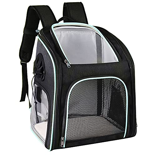 ZHANGXJ Perros Bolsa de Transporte para Mascotas Mochila Gato Mochila Transparente MallaTranspirable Espaciosa Plegable,Ideal para Viajes Uso al Aire Libre Tren Trekking (Color : Sky Blue)