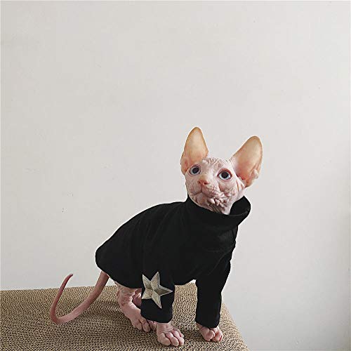 ZHIHAN Ropa para Gatos Sphinx Camisa de Fondo elástico Ropa de Primavera y Verano para Gatos sin Pelo, Negro, XL