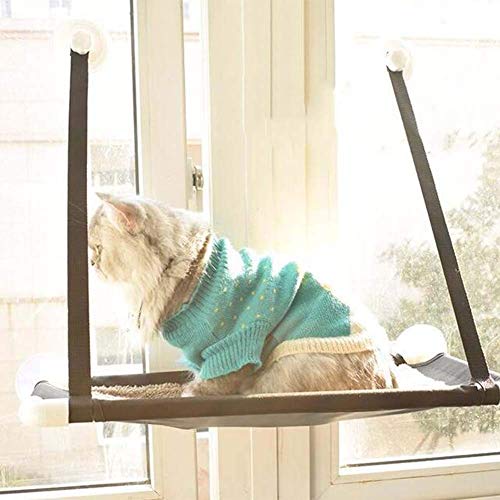 ZHWDD Cat Tree TRIMEN CAMARIO DE SIGUCCIÓN HAMPO DE LA Ventana PERRATADA Metal Tubo Estructura Suministros for Mascotas 2 Estilos (Color: Negro Tamaño: A-60x30cm) qujunji