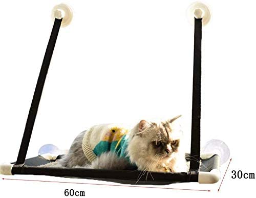 ZHWDD Cat Tree TRIMEN CAMARIO DE SIGUCCIÓN HAMPO DE LA Ventana PERRATADA Metal Tubo Estructura Suministros for Mascotas 2 Estilos (Color: Negro Tamaño: A-60x30cm) qujunji