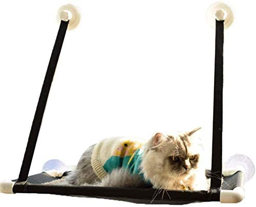 ZHWDD Cat Tree TRIMEN CAMARIO DE SIGUCCIÓN HAMPO DE LA Ventana PERRATADA Metal Tubo Estructura Suministros for Mascotas 2 Estilos (Color: Negro Tamaño: A-60x30cm) qujunji