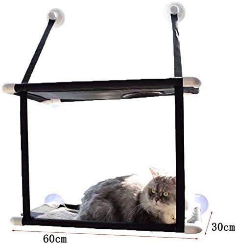 ZHWDD Cat Tree TRIMEN CAMARIO DE SIGUCCIÓN HAMPO DE LA Ventana PERRATADA Metal Tubo Estructura Suministros for Mascotas 2 Estilos (Color: Negro Tamaño: A-60x30cm) qujunji