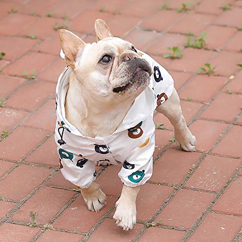 Zhyaj Chubasquero medianos Perro de Raza con Capucha y Collar Agujero, Ultra-Light Transpirable 100% Impermeable Chaqueta para Lluvia Adecuado para Perros Pequeños,M