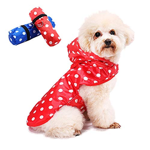 Zhyaj Chubasquero para Perros Pequeños Impermeable para Perros con Capucha, Ultra-Light Transpirable 100% Impermeable Chaqueta para Lluvia,Rojo,XL