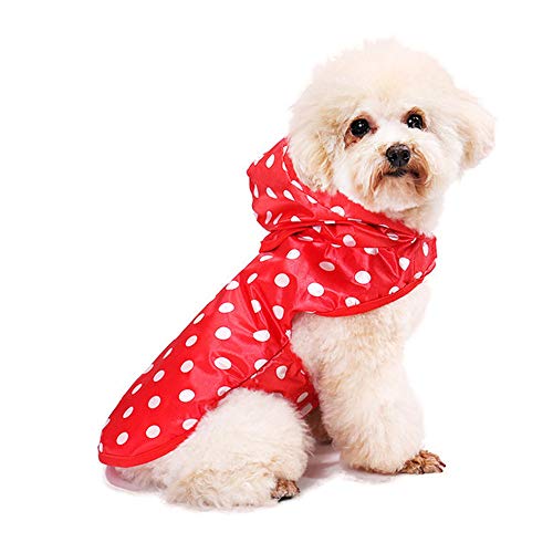 Zhyaj Chubasquero para Perros Pequeños Impermeable para Perros con Capucha, Ultra-Light Transpirable 100% Impermeable Chaqueta para Lluvia,Rojo,XL