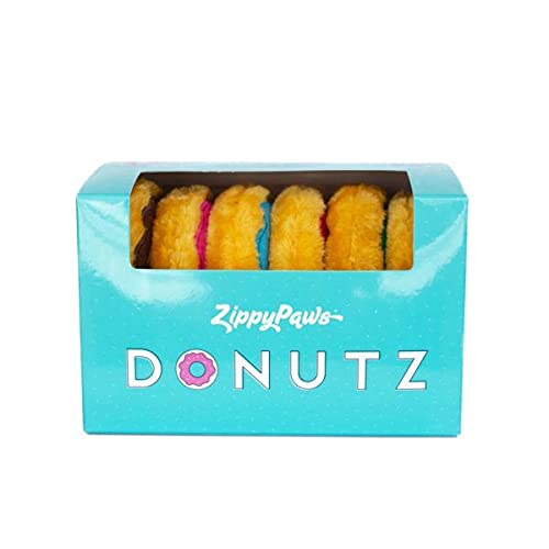 ZippyPaws - Mini Donutz Squeaky Plush Dog Toys - Caja de regalo, 6 unidades