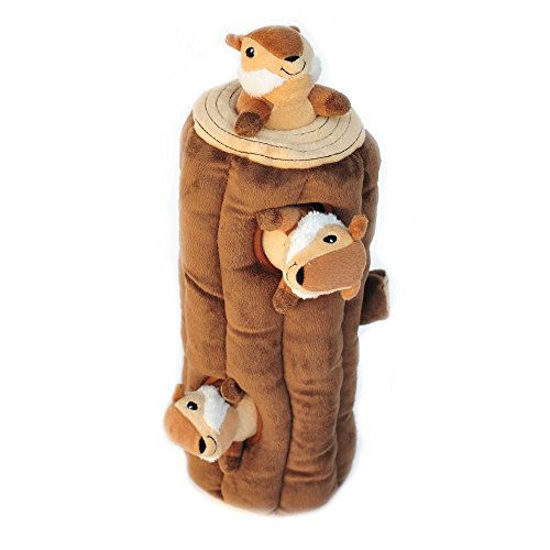 ZippyPaws – Woodland Friends Burrow, Interactivo Squeaky Hide and Seek Peluche de Perro – Chipmunks 'n Log