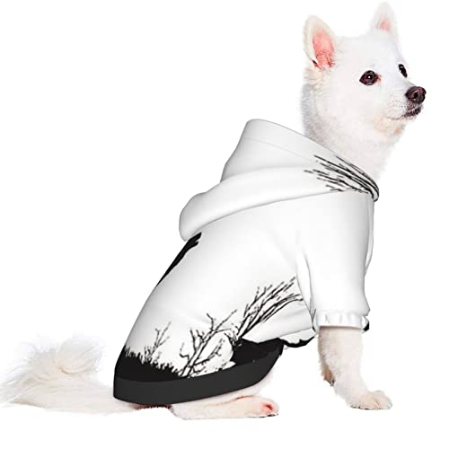 ZISRA Silueta de Lobo Impreso Abrigo para Perros de Invierno Ropa para Mascotas para Perros pequeños y medianos con Capucha XS