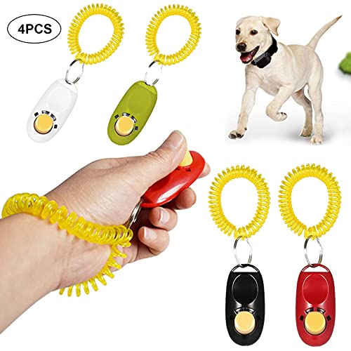 ZLIUTIN Clicker para Adiestramiento Perro Clicker para Entrenar Perros Silbato Clicker para Perros Training Clicker con Correa, Clicker para Mascotas, Perros, Gatos o Caballos 4 Piezas