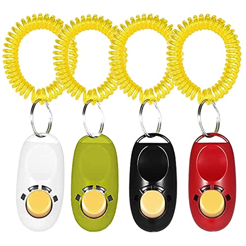 ZLIUTIN Clicker para Adiestramiento Perro Clicker para Entrenar Perros Silbato Clicker para Perros Training Clicker con Correa, Clicker para Mascotas, Perros, Gatos o Caballos 4 Piezas