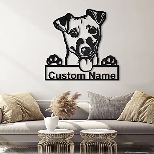 zouwii Personalizado Jack Rusell Terries Metal Sign Art | Letrero de Metal Personalizado Jack Russell | Regalos Divertidos del Perro de Jack Rusell | Regalo de Perro | Animal Personalizado