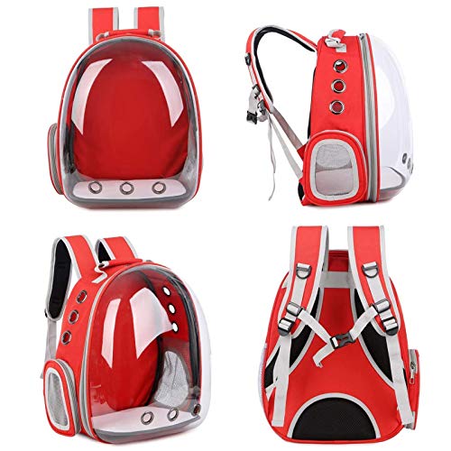 ZPFDM Mochila portadora de Mascotas, Malla Transpirable para Perros pequeños, Gatos, Bolsa de Mochila para excursiones para Caminatas, Acampada, se admiten Mascotas hasta 15 Libras,Rojo