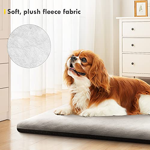 ZSMZ Cama Perros Pequeños Ortopedica, Colchón Perro Desenfundable Lavable, Cojín Perros con Franela Funda Cama para Gato Suave Gris 65x60x6cm