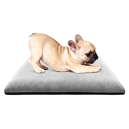 ZSMZ Cama Perros Pequeños Ortopedica, Colchón Perro Desenfundable Lavable, Cojín Perros con Franela Funda Cama para Gato Suave Gris 65x60x6cm