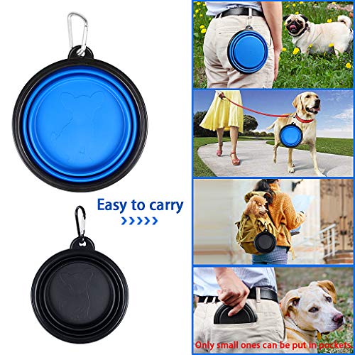 ZTMY cuenco para perros plegable, 2 cuencos de agua de silicona para perros con mosquetones para gatos, perros y mascotas, plato de riego para aves de viaje, caminar