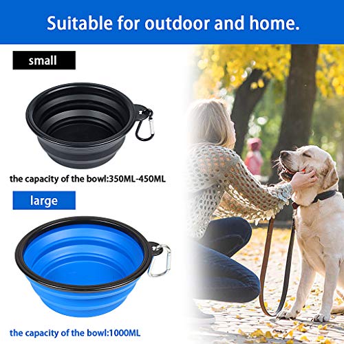 ZTMY cuenco para perros plegable, 2 cuencos de agua de silicona para perros con mosquetones para gatos, perros y mascotas, plato de riego para aves de viaje, caminar