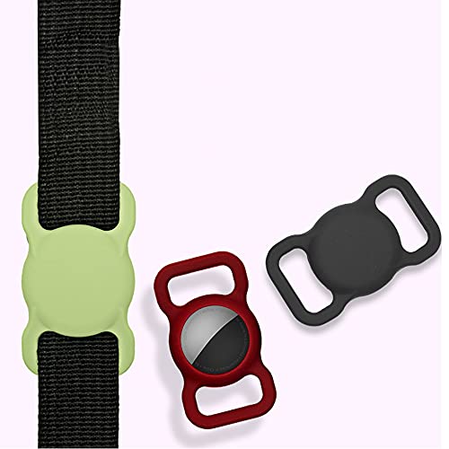 Ztowoto Funda de Silicona Compatible con Airtag Pet Collar, Airtag Funda Protectora para Perro Gato Collar 2 PCS (2-Verde Matcha)