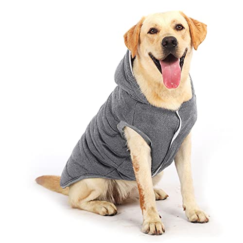 ZUNEA Abrigos Chaquetas para Perro Invierno Cálido Chaleco Ropa Forro Polar Sudaderas con Capucha Resistente al Viento Mascota Cachorro Chihuahua Ropa para Perro Pequeño Mediano Grande Gris 6XL