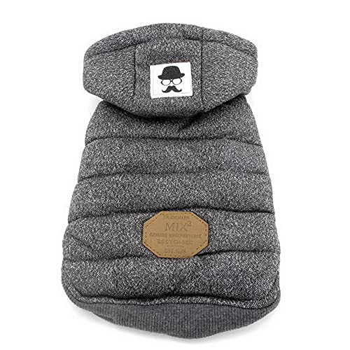 ZUNEA Abrigos Chaquetas para Perro Invierno Cálido Chaleco Ropa Forro Polar Sudaderas con Capucha Resistente al Viento Mascota Cachorro Chihuahua Ropa para Perro Pequeño Mediano Grande Gris 6XL