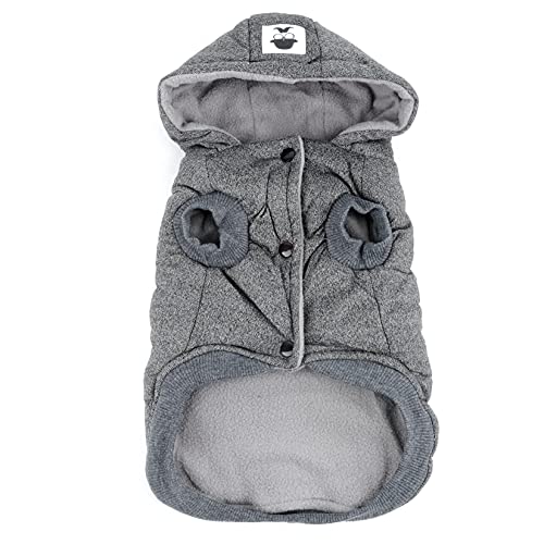 ZUNEA Abrigos Chaquetas para Perro Invierno Cálido Chaleco Ropa Forro Polar Sudaderas con Capucha Resistente al Viento Mascota Cachorro Chihuahua Ropa para Perro Pequeño Mediano Grande Gris 6XL