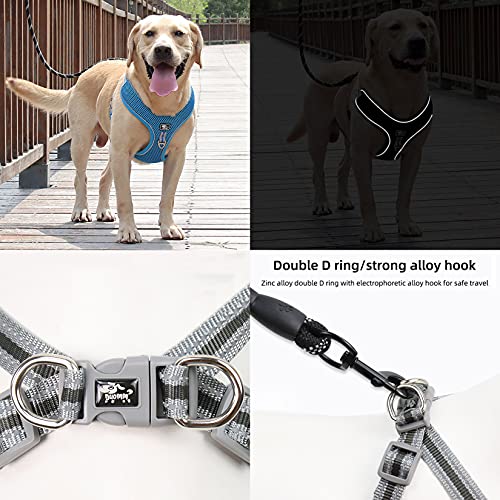 Zunea Arnés Perro Antitirones para Perros Pequeños Medianos y Grandes Ajustable Reflectante Suave Transpirable Chaleco Acolchado Arnés de Plomo con clip Frontal para Entrenamiento Caminar Azul XL