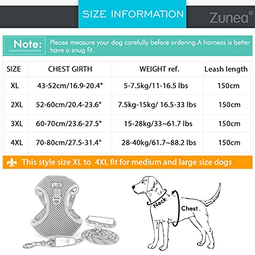 Zunea Arnés Perro Antitirones para Perros Pequeños Medianos y Grandes Ajustable Reflectante Suave Transpirable Chaleco Acolchado Arnés de Plomo con clip Frontal para Entrenamiento Caminar Azul XL