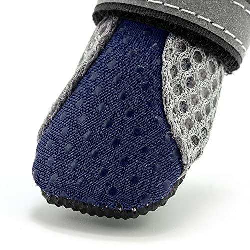 Zunea Botas de Perro Pequeño para Pavimento Caliente de Verano Transpirables de Malla Suave Protectores de Patas Zapatos de Cachorro Reflectante Ajustable y Suela Antideslizante Azul L