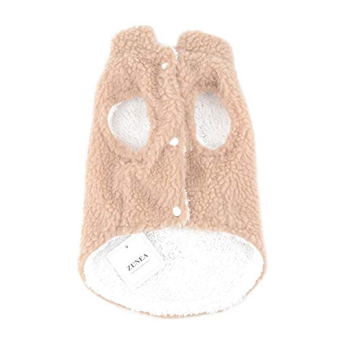 Zunea Chaqueta de forro polar para perro pequeño, para invierno, para cachorro, suave y cálido, para clima frío, para mascotas, para chihuahua, perrito, gatos, marrón, L