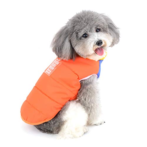 Zunea Impermeable Abrigo Chaqueta para Perros Pequeños Invierno Cachorro Arnés Chaleco Ropa Caliente Chaleco de algodón con Anilla en D para Mascota Gato Perros pequeños niño y niña Naranja XXL