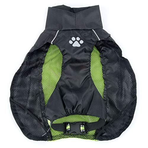 Zunea Impermeable Chubasqueros para Perros Grande Mediano Reflectante Chaleco Ligero con Forro de Malla Transpirable Chaqueta de Seguridad para Lluvia Resistente al Viento Ropa Verde 7XL