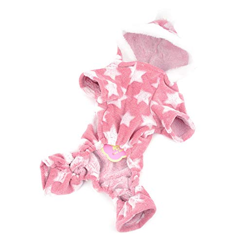 ZUNEA Pijama para Perro Pequeño Abrigo con Capucha Forro Polar Cachorros Niñas Niños Rope de Invierno Cálido Pijamas de Algodón Suave Ropa General para Mascotas Perros Gato Chihuahua Rosa M