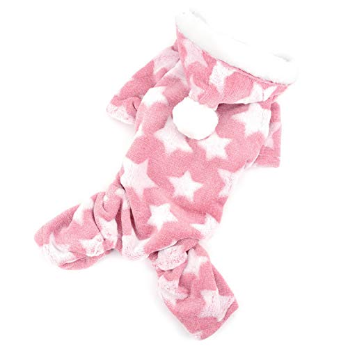 ZUNEA Pijama para Perro Pequeño Abrigo con Capucha Forro Polar Cachorros Niñas Niños Rope de Invierno Cálido Pijamas de Algodón Suave Ropa General para Mascotas Perros Gato Chihuahua Rosa M