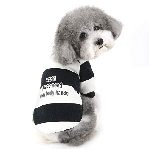 ZUNEA Sudadera para Perros Pequeños Cálido Abrigo Jersey Invierno con Rayas para Cachorros Ropa de Algodón Suave Acolchado para Mascotas Gatos Chihuahua Yorkshire Perros Niña Niño Negro S