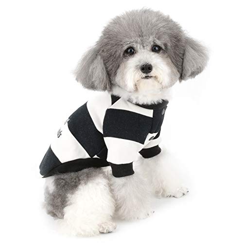 ZUNEA Sudadera para Perros Pequeños Cálido Abrigo Jersey Invierno con Rayas para Cachorros Ropa de Algodón Suave Acolchado para Mascotas Gatos Chihuahua Yorkshire Perros Niña Niño Negro S