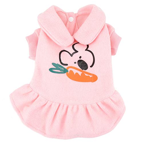 Zunea Vestido de perro pequeño invierno caliente ropa de cachorro Jumper suave algodón ropa de punto Pet Girl suéter perrito falda clima frío ropa trajes para Chihuahua rosa S