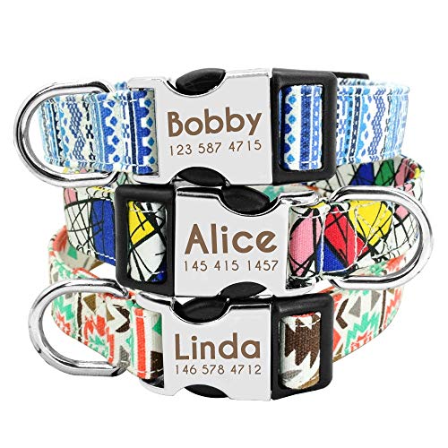 ZXFMT Collar De Perro Nylon Personalizado Etiqueta De Identificación De Mascota Personalizada Colllar Placa De Identificación Grabada Cachorro Perros Collares Mascotas Accesorios para Beagle