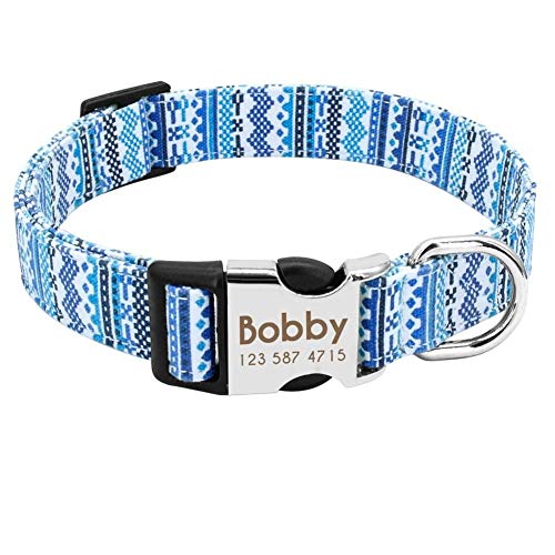 ZXFMT Collar De Perro Nylon Personalizado Etiqueta De Identificación De Mascota Personalizada Colllar Placa De Identificación Grabada Cachorro Perros Collares Mascotas Accesorios para Beagle