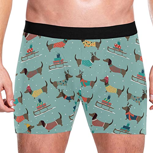 ZZXXB Calzoncillos bóxer para perro de perro de Navidad para hombre, ropa interior transpirable con mosca delantera con bolsa S - XXL, verde, XL