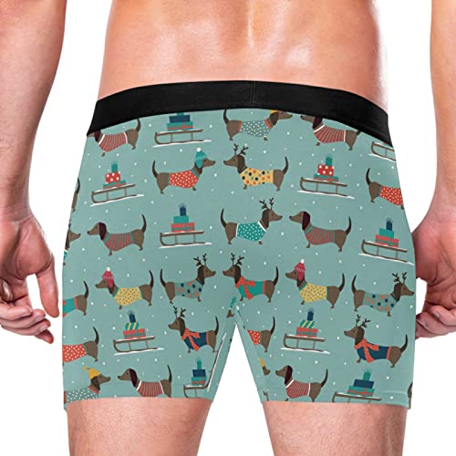 ZZXXB Calzoncillos bóxer para perro de perro de Navidad para hombre, ropa interior transpirable con mosca delantera con bolsa S - XXL, verde, XL