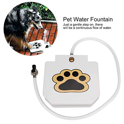 01 Fuente de Agua para Mascotas, Fuente de Agua Potable para Perros al Aire Libre, Sistema dispensador de Agua automático Que se Activa fácilmente con la Pata para Mascotas Grandes y pequeñas