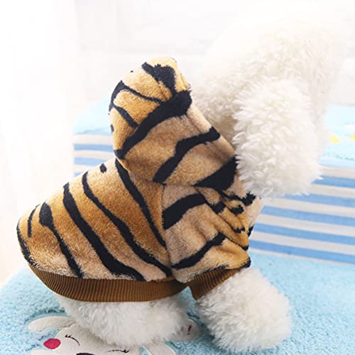 1 pieza de invierno caliente ropa para perros, franela tigre patrón sudaderas trajes, Cosplay tigre ropa para Halloween Navidad Año Nuevo fiesta